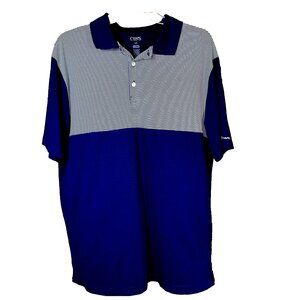 Chaps Golf Navy Stripe Polo Shirt L Stay-Dry Performance Preppy Stretch Classic